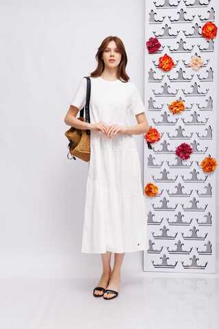 BUGATTI Платье хлопковое комбинированное с трикотажем