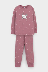 пижама  для девочки  К 1581/темная пудра,бантики