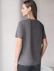 Нарядная футболка с принтом фольгой из премиального хлопка с эластаном  D49.124 (129942)