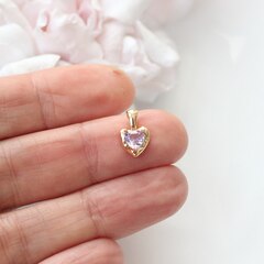 Подвеска Сердце со светло-сиреневым фианитом, 12*8 мм, позолота, П301