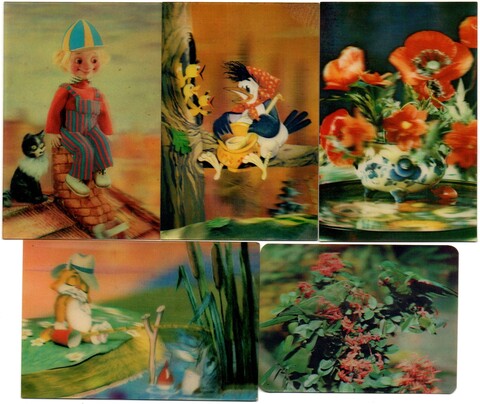 № 63 Набор из 5 переливных (стерео) Календариков . Мультфильмы СССР 1989 год