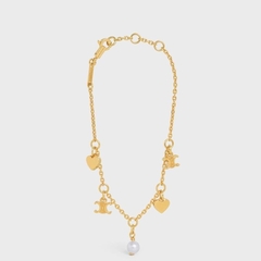 Браслет цепочка CELINE тонкий с подвесами в позолоте lux