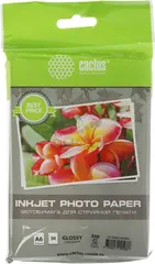 Фотобумага Cactus CS-GA623050ED 10x15/230г/м2/50л./белый глянцевое для струйной печати