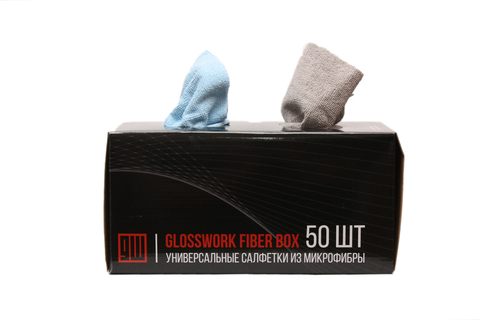 Glosswork Fiber Box Универсальные салфетки из микрофибры 50шт (25 серых и 25 синих)