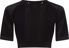 Женская теннисная футболка Calvin Klein SS Cropped T-shirt - black