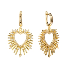 Серьги Большое Сердце с Фианитами, gold
