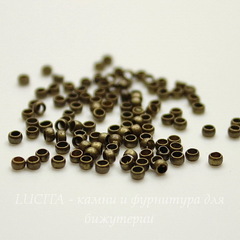 Кримпы - зажимные бусины 2х1,2 мм (цвет - античная бронза) 2 гр (около 180 штук)