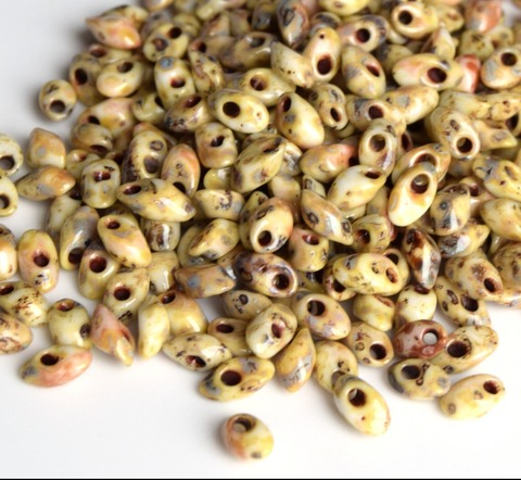 LMA-4512 Бисер-лепестки Миюки/Miyuki long Magatama Opaque Picasso Canary Yellow