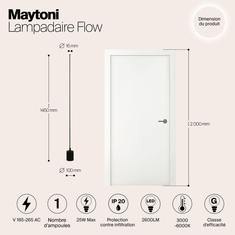 Напольный светильник Maytoni Flow MOD147FL-L20BK1