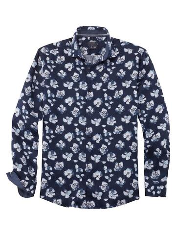 OLYMP Casual Regular FIT Рубашка льняная в цветы в расслабленном стиле