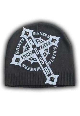 Rush Couture | Шапка мужская SAINT SYNER CROSS BEANIE Grey RC229 с крестом перед