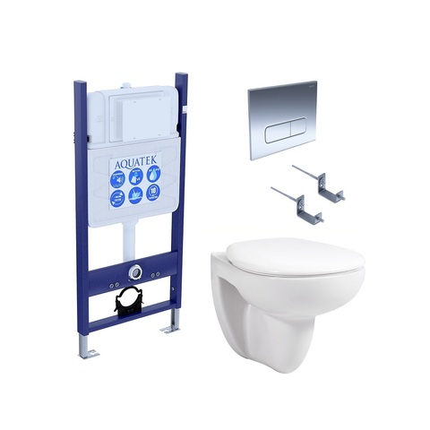 Комплект SET AQUATEK КАИР-14-016 Унитаз Aquatek КАИР AQ1170-00 с крышкой soft-close + инсталляция Standard INS-0000014 + клавиша KDI-0000013 + комплект крепления