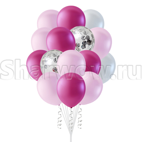 Воздушные шары розовые с конфетти