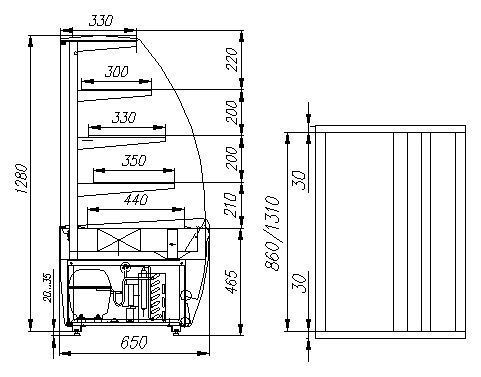 Витрина кондитерская POLUS K70 VM 0,9-1 LIGHT 0012-0109 (ВХСв-0,9д Carboma)