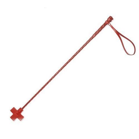 Красный кожаный стек с крестообразным наконечником - 70 см. - Sitabella BDSM accessories 4039-2
