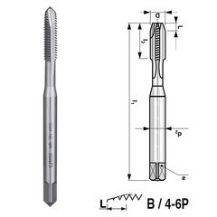 Метчик М 6,0х1,0 (Машинный) DIN371 HSS 6h(2N) B/4-6P 80мм a=4,9 Bucovice(CzTool) 102060