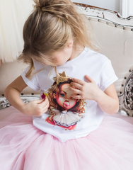 BUBBLE GUM PRINCESS T-shirt with 4 Velcro: Crown, Bow, Lollipop, Heart or Star