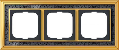 Рамка на 3 поста. Цвет Латунь полированная, чёрная роспись. ABB(АББ). Dynasty(Династия). 1754-0-4577
