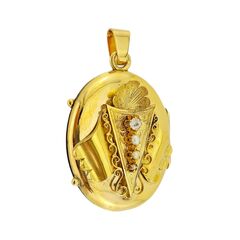 Кулон антикварный золотой 56 пробы с бриллиантом старой огранки и жемчугом