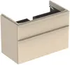 Шкафчик для раковины Geberit Smyle Square, с двумя выдвижными ящиками: B=88.4см, H=61.7см, T=47см, Песчаный глянец / Высокоглянцевое покрытие