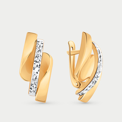 Серьги золотые 585 с фианитами