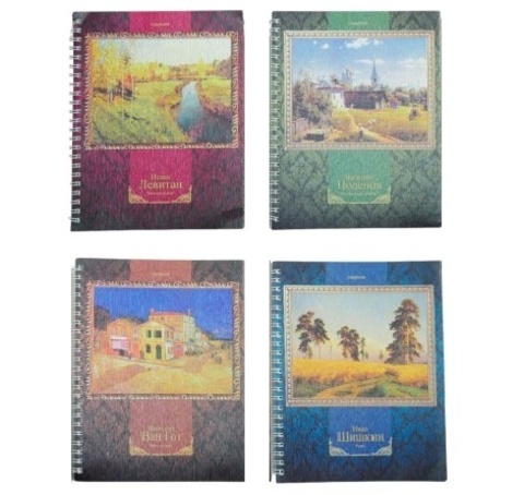 Тетрадь на гребне 80л. ЗНАМЕНИТЫЕ КАРТИНЫ (80-6884) (обл.структурная 