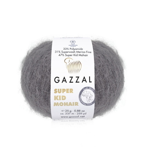 Пряжа Gazzal Super Kid Mohair 64433 тёмн.серый (уп.5 мотков)