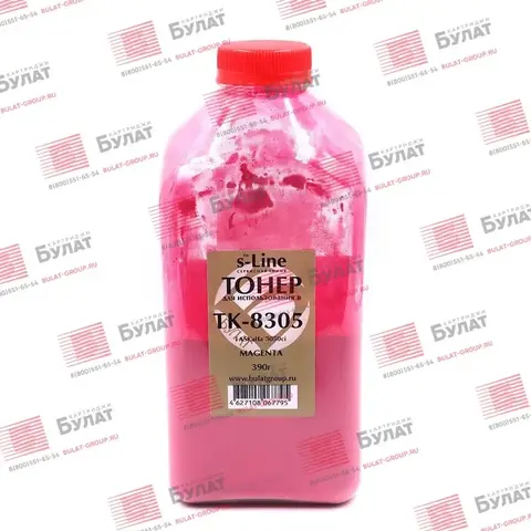 Тонер с девелопером БУЛАТ s-Line TK-8305 для Kyocera TASKalfa 3050ci (Пурпурный, банка 390 г)