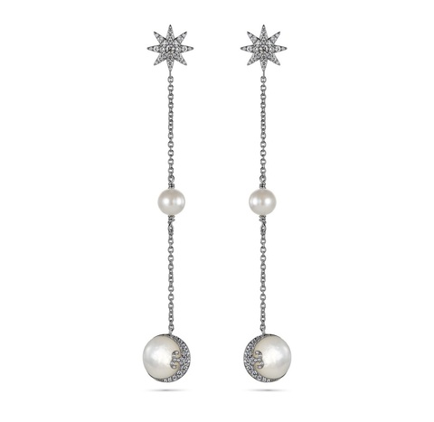 Серьги Новолуние Звезды Родий