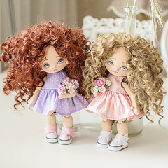 Волосы для кукол, трессы кудри-локоны-спиральки, рыжий каштан, длина 15 см*1 метр., набор 2 шт.