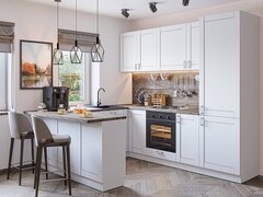 Угловая модульная кухня Лофт-06 Super White - Белый 2140*1500/2300/2600*600
