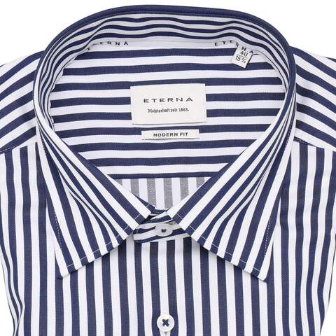 Сорочка мужская Eterna Modern Fit 1056-X11U-18 в броские тёмно-синие полоски