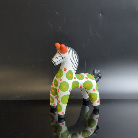 Авторская дымковская игрушка Конь, С. Чуркина. ручная роспись, сусальное золото. Киров-Вятка, винтаж 1980-1990 гг