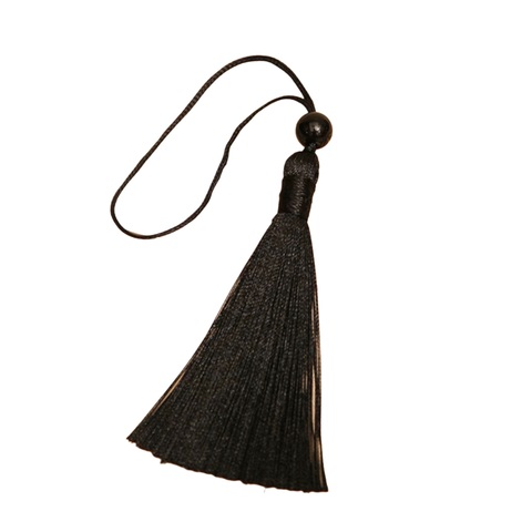Декоративная кисточка , с бусиной , 8см (размер до подвеса), цвет черный