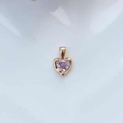 Подвеска Сердце со светло-сиреневым фианитом, 12*8 мм, позолота, П301