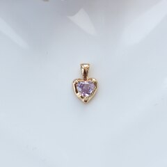 Подвеска Сердце со светло-сиреневым фианитом, 12*8 мм, позолота, П301