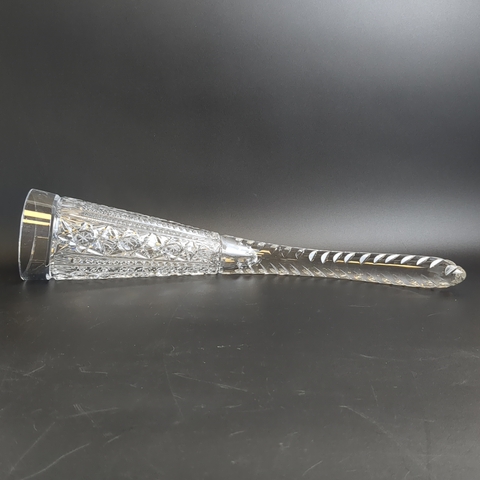 Рог изобилия хрустальный, кубок для вина алмазная грань, геометрический орнамент, 39 см, винтаж СССР 1970-1990 гг