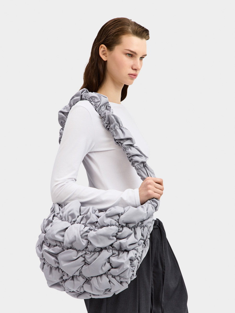 Loose fit long coat with tie belt