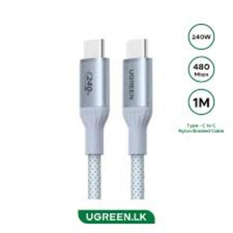 Кабель UGREEN L534 (75731) USB-C to USB-C 240W PD Fast Charging Cable, 1м, серебристо-голубой