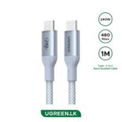 Кабель UGREEN L534 (75731) USB-C to USB-C 240W PD Fast Charging Cable, 1м, серебристо-голубой