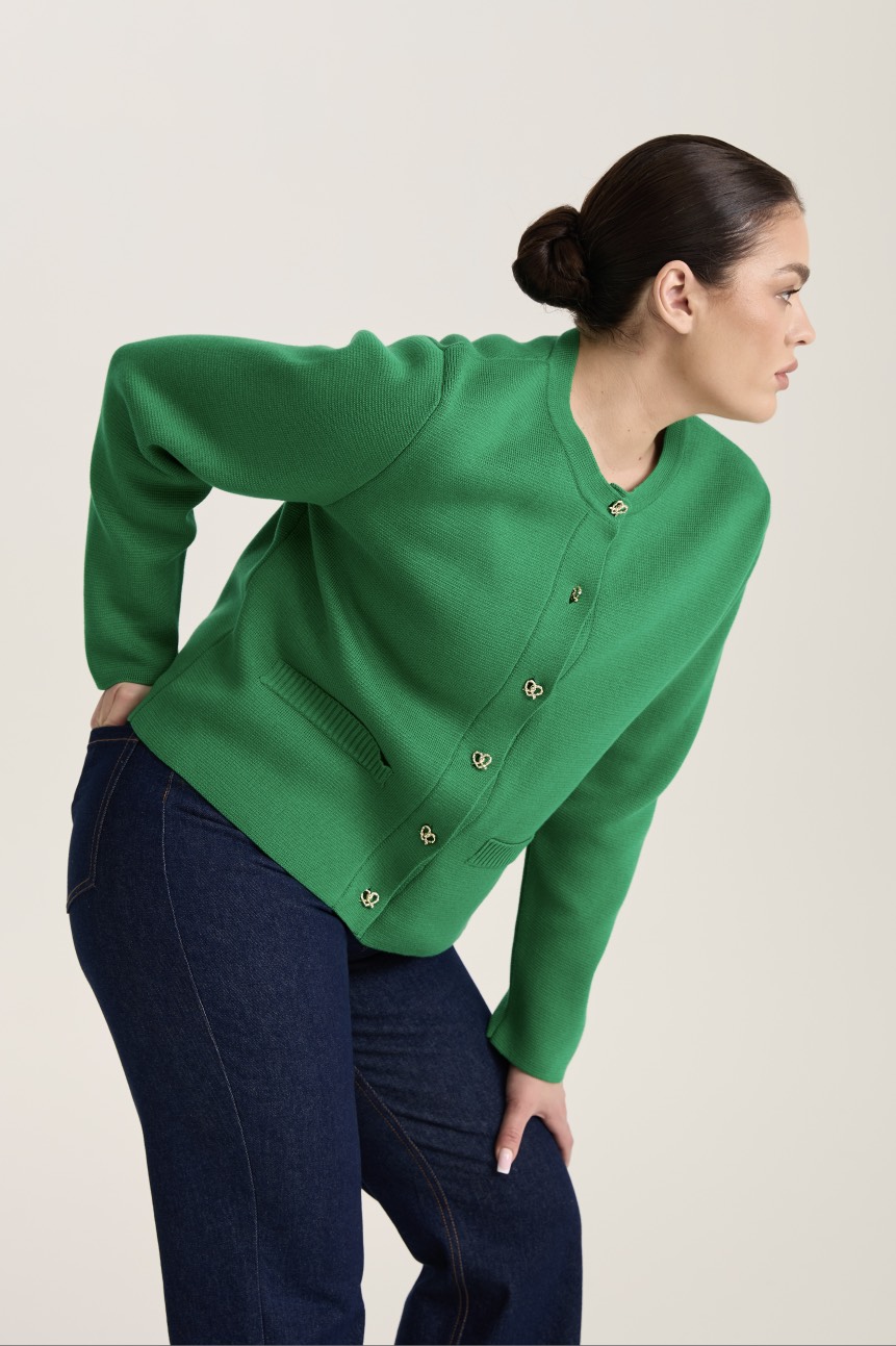 Жакет вязаный, зеленый