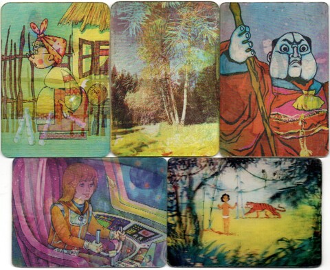 № 78 Набор из 5 переливных (стерео) Календариков . Мультфильмы СССР 1983 год.