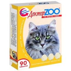 Доктор ZOO Мультивитаминное лакомство для кошек Сыр 90таб.