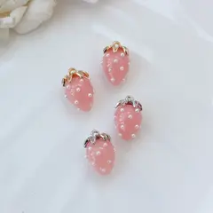 Подвеска Ягода клубника, акрил, розовый, позолота, 19*12 мм, П1135