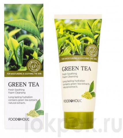 Пенка для лица очищающая с зеленым чаем FoodaHolic Green Tea Fresh Soothing Foam Cleansing, 180 мл