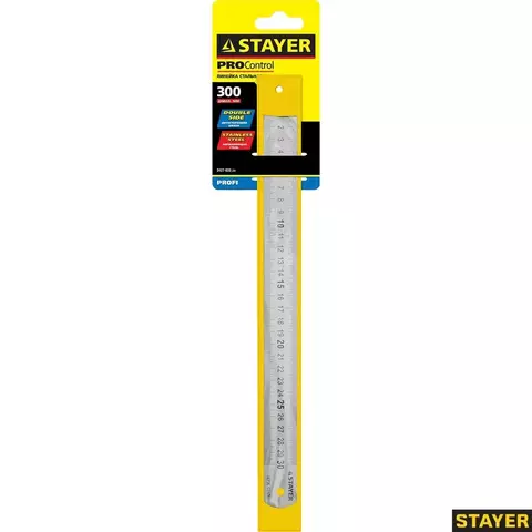 STAYER длина 0,3 м, Нержавеющая линейка (3427-030)