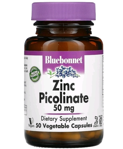 Bluebonnet, Пиколинат цинка, 50 мг, 50 растительных капсул