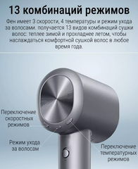 Фен для волос Mijia H701 с функцией ионизации и высокой скоростью, серый, CN