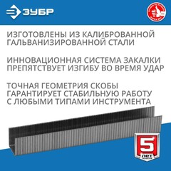 ЗУБР тип 140 (G/11/57) 10 мм, 1000 шт, калибр 20GA, скобы для степлера, Профессионал (31630-10)