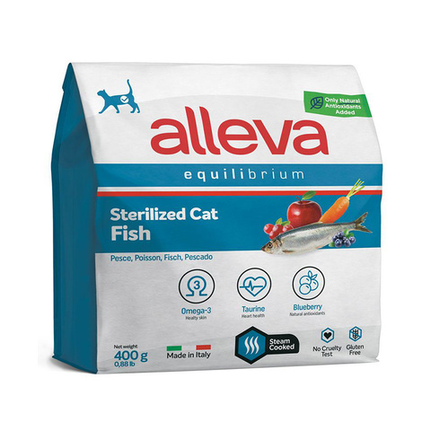 Сухой корм Alleva Equilibrium Sterilized с рыбой для кастрированных кошек и котов 400г(Аллева)
